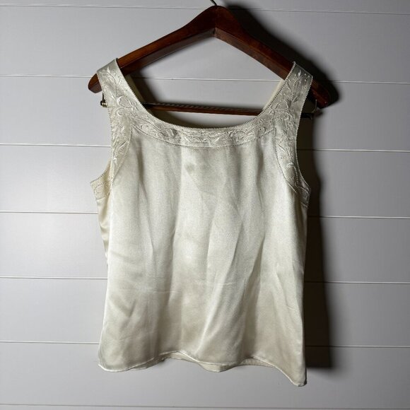 Ann Taylor Silk Ivory w/ Embellishments Shantung Jacket Sz 12/Tank Sz 10 Set - Picture 10 of 14
